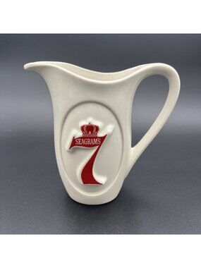 VTG Seagrams 7 Whiskey Jug Pitcher Cocktails Seagram's Seven ~7" x 7" x 3.5"